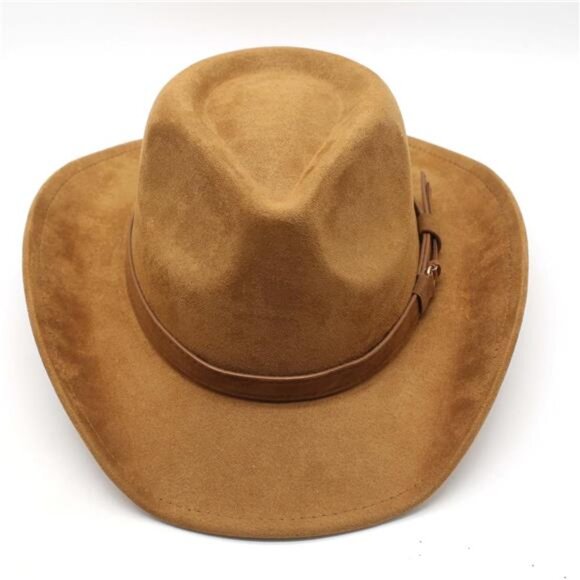 Suede Cowboy Cowgirl Hat Classic Khaki